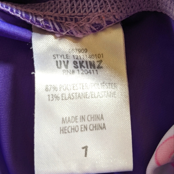 UV Skinz Purple Fish 🐠 Short Sleeve Swim Shirt Rashguard - Girls Size 7 🌞 - Picture 4 of 6